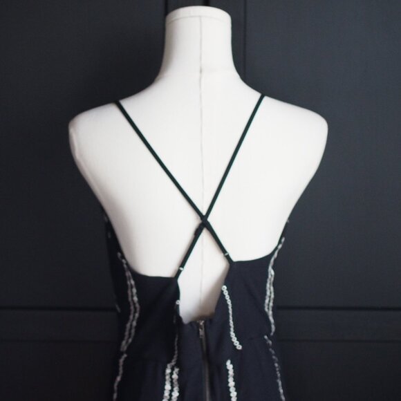 Hype | Spaghetti Strap Black & White Embroidered Stripe Dress - Picture 6 of 6